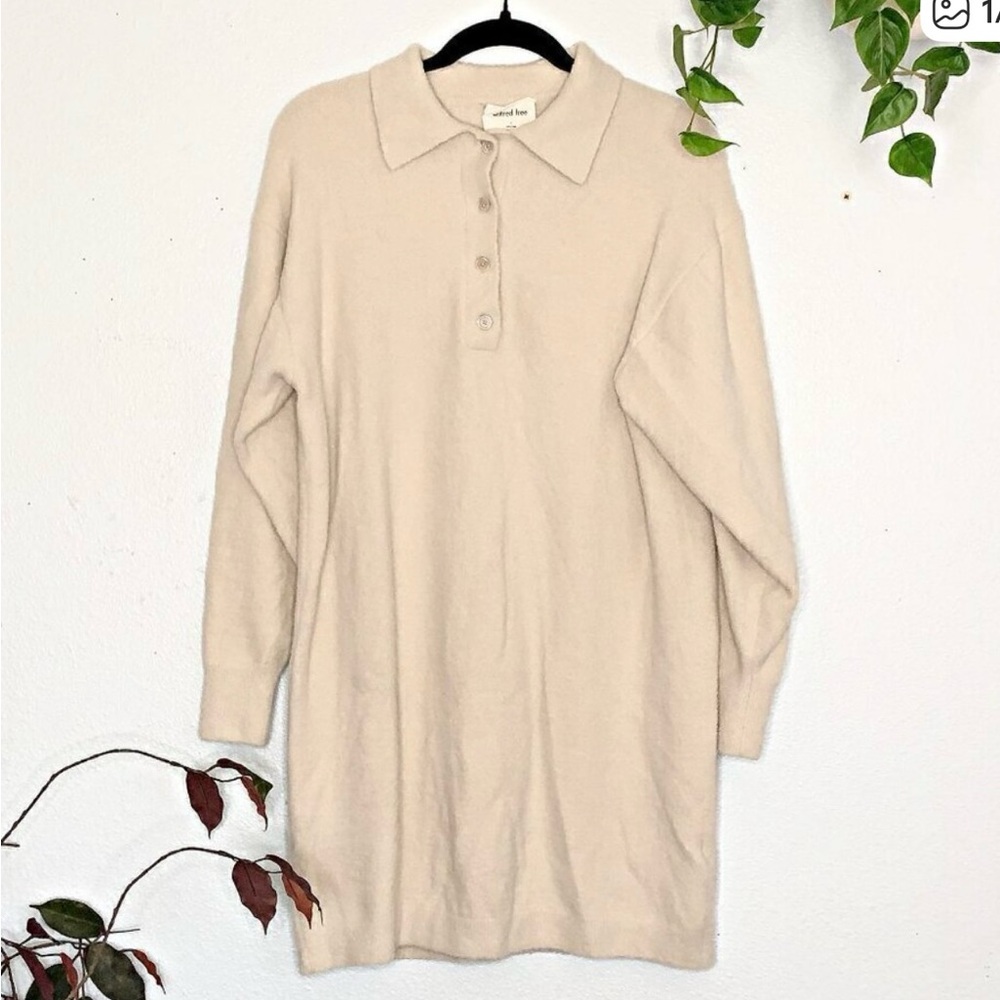 Cream Collared Sweater Dress WILFRED Aritzia Size SM